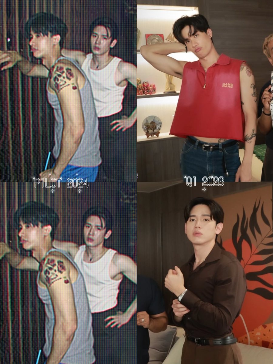 tayniverse_new's tweet image. จากรูปไพลอตสู่ เปิดกล้อง Q1 ของจริงงงง 🎬 

#หมาเห่าเครื่องบินQ1 #ADogAndAPlane

พี่โตโต้แกดูจี๊ดจ๊าดกว่าเดิมอีกอ่ะ 😂 สักทั้งตัว เเล้วเสื้อโคตรจะสับ อิมพอร์ตจากตึกแดงแน่นอน crop top สีแดงอ่ะคุนน้า ฮื่อออ ดูเอวที่โผล่มานิดนึงกับสีหน้ากวนโอ๊ยนั่นสิ ㅠㅡㅠ…