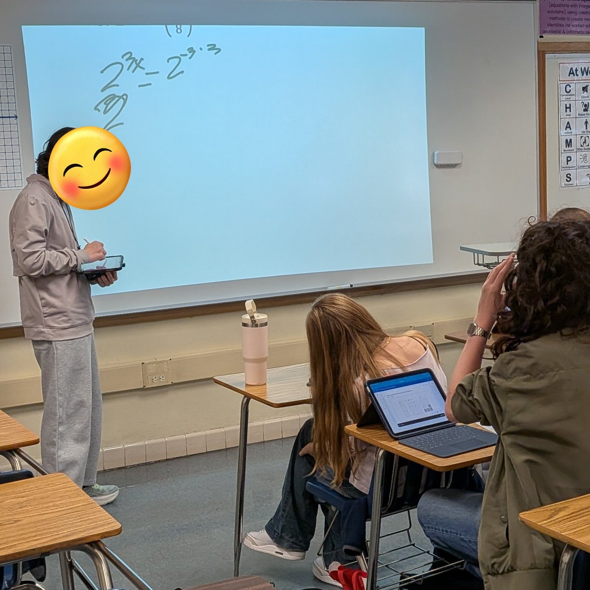 EdTechHawk's tweet image. "Let them" Classroom Edition! @rwestjh Ss presented and solved tasks together, asked each other questions, and worked through so many misconceptions by asking each other "Why did you..." #RISDDreamBig