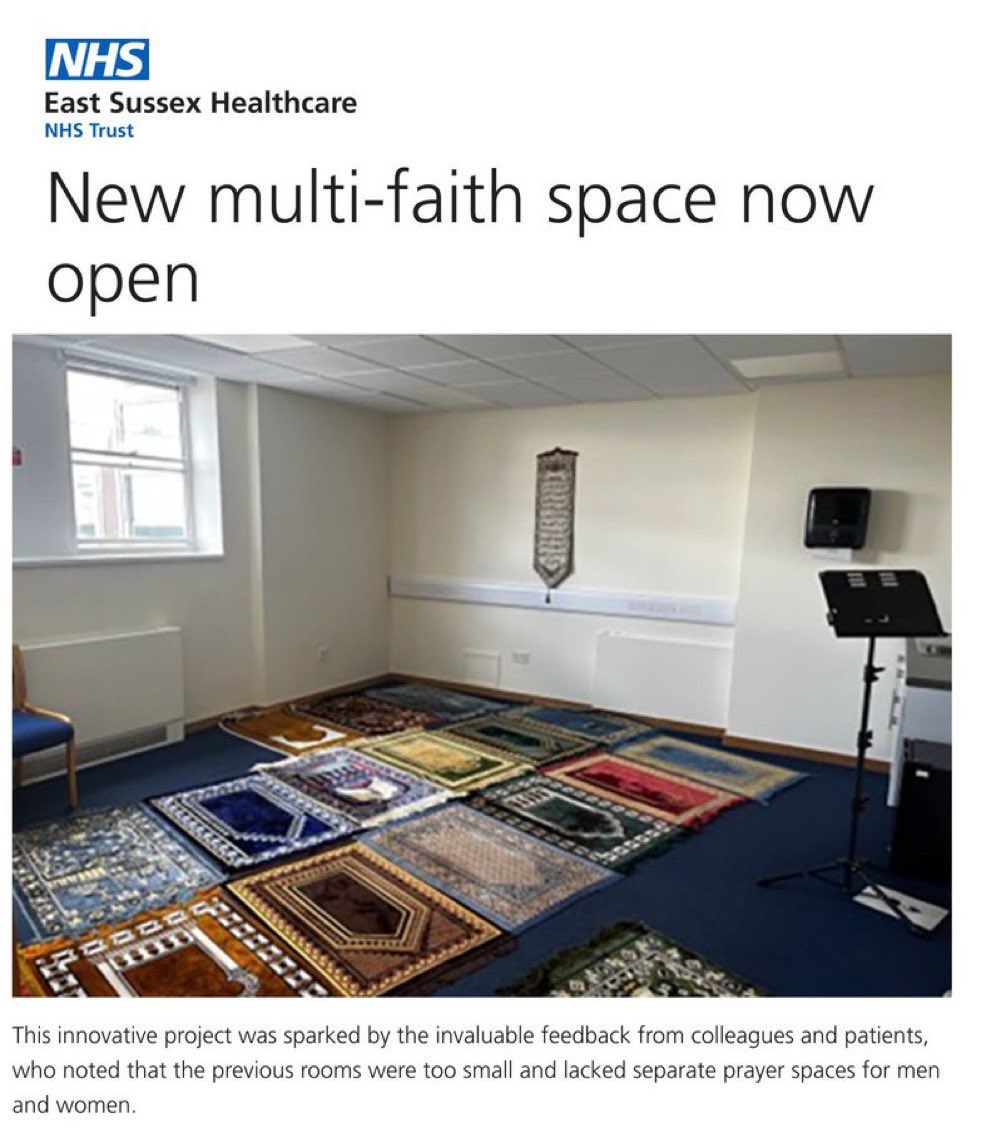 SamanthaTaghoy's tweet image. “Multi-faith space” and yet there are no crucifixes, no icons of Christ, no buddhas, no Torah scrolls, no incense or candles, and no women allowed in.

So where are the multiple faiths?
I only see one. Islam.