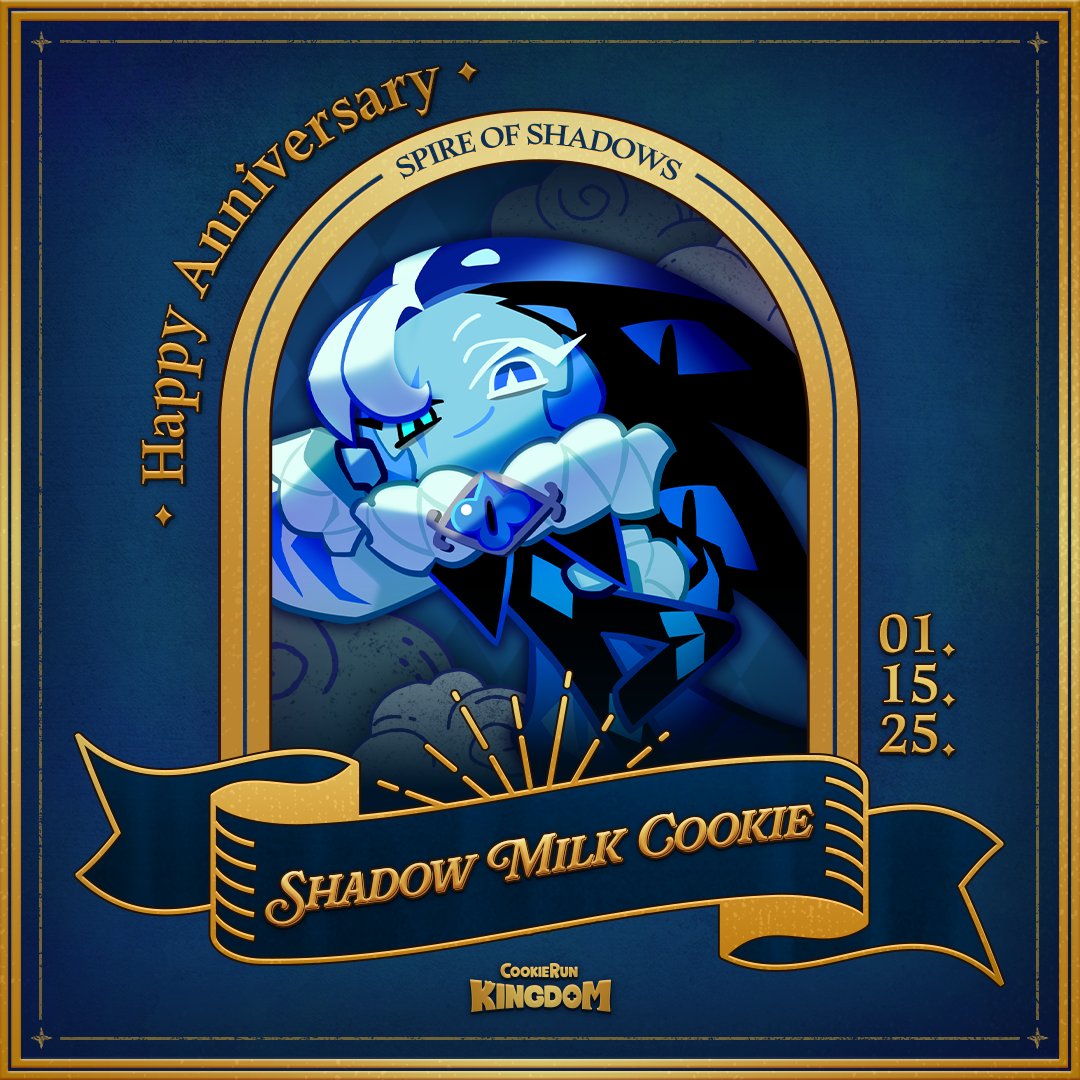 Let the show BEGIN! 🎭 Happy anniversary to the deceitful one, #ShadowMilkCookie! 💙

#CookieRun #CookieRunKingdom
