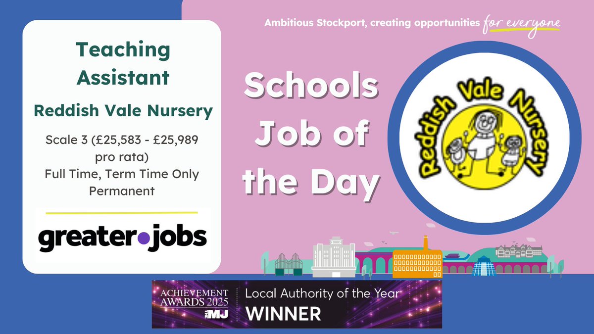 Reddish Vale Nursery School are looking for a Teaching Assistant to join their friendly and vibrant school. You'll organise and supervise appropriate Early Years Foundation Stage activities indoors and outdoors.

Find out more 👉 orlo.uk/1D9ck
