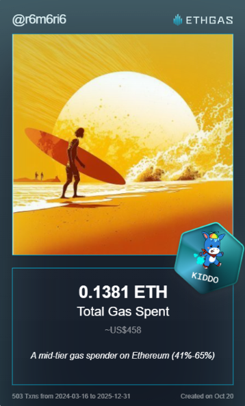 Discovered my Gas ID via ETHGas - turning my gas spend into rewards 🫘

As a Kiddo Jack, I've spent 0.1381 ETH on gas but earned 50 Beans back.

Get your Gas ID and Beans here: ethgas.com/community/gas-…