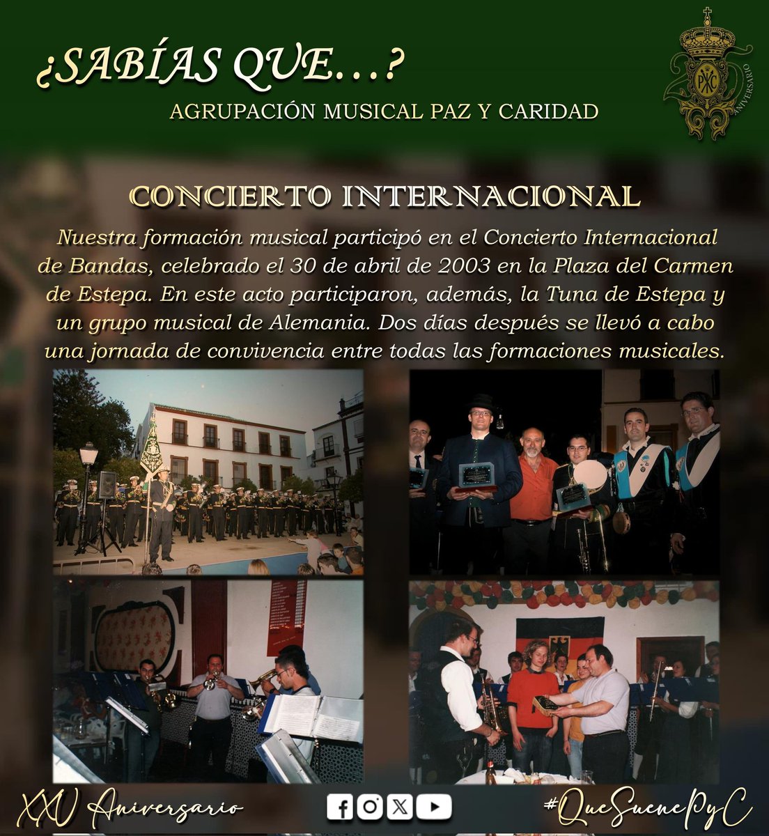 𝐒𝐀𝐁𝐈𝐀𝐒 𝐐𝐔𝐄... | CONCIERTO INTERNACIONAL DE BANDAS

#SabíasQue...
#XXVAniversario
#QueSuenePYC💚