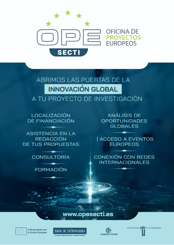 FundecytPCTEX's tweet photo. ¡Actualizamos el calendario de Próximos brokerages e infodays clave para que saques el máximo partido a Horizonte Europa 2026–2027!

👉 https://t.co/boKMIuu1D9

El nuevo programa de trabajo de Horizonte Europa 2026–2027 ya empieza a tomar forma y, con él, se abre una agenda muy relevante de brokerage events, jornadas informativas e infodays que serán determinantes para posicionarse con éxito en las próximas convocatorias.

En #OPESecti contamos con un equipo altamente especializado de @FundecytPCTEX e @infouex para acompañar a investigadores, empresas y entidades interesadas en participar en Horizonte Europa a lo largo de todo este proceso, ofreciendo apoyo especializado y completamente gratuito para:

✅Identificar eventos estratégicos alineados con vuestro perfil y prioridades.

✅Interpretar las convocatorias y borradores de los Programas de Trabajo 2026–2027.

✅Preparar y afinar vuestro pitch para sesiones de brokerage y networking.

✅Facilitar contactos y orientar la búsqueda de socios internacionales.

✅dudas sobre encaje, oportunidades y próximos pasos en cada clúster o misión.

Contacta con nosotros, te abrimos las puertas internacionales de la I+D+I en áreas clave como salud, digital, industria, movilidad, bioeconomía, cultura o aviación limpia, tanto en formato virtual como presencial e híbrido en ciudades como Bruselas, Karlsruhe o Düsseldorf.

Para más información o para recibir apoyo personalizado, no dudes en ponerte en contacto con nosotros.