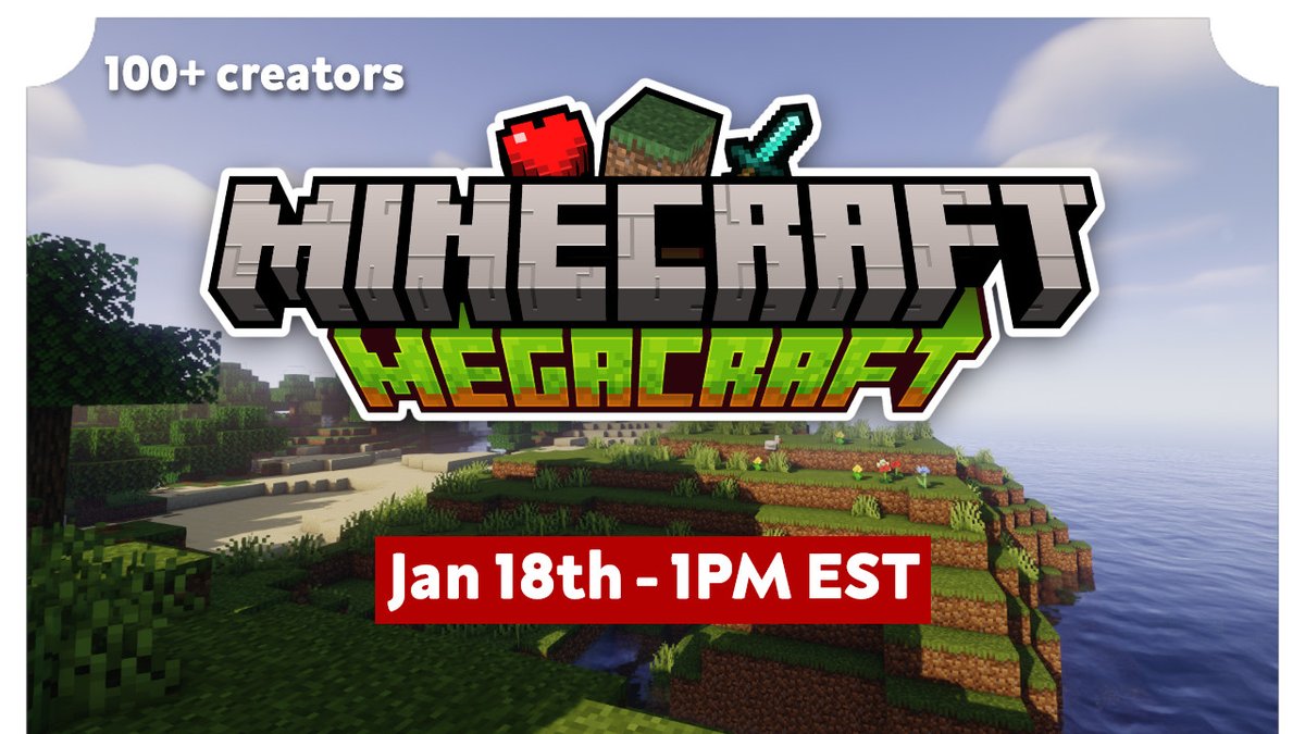 PixelThePainter's tweet image. MegaCraft, Jan 18th at 1PM EST 

A day long vanilla Minecraft server featuring a ton of creators👀
