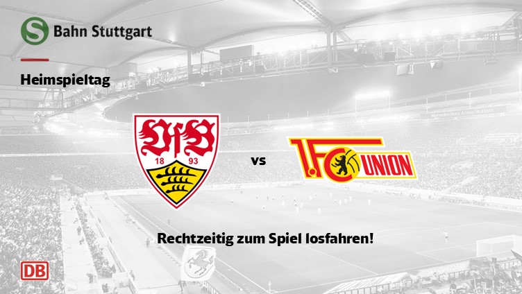 SBahn_Stuttgart's tweet photo. Heimspiel⚽️ in der #MHPArena
@vfb vs. @fcunion
🕞Anpfiff: 15:30 Uhr
Beachtet die Baustellen im S-Bahn-Netz und fahrt rechtzeitig zum Spiel los.
Nutzt zur An- und Abreise #BadCannstatt und #Neckarpark
ℹ️Alle Infos zu Sonderzügen und mehr:
https://t.co/AiV8XAhHQq https://t.co/l3PWvihOG1