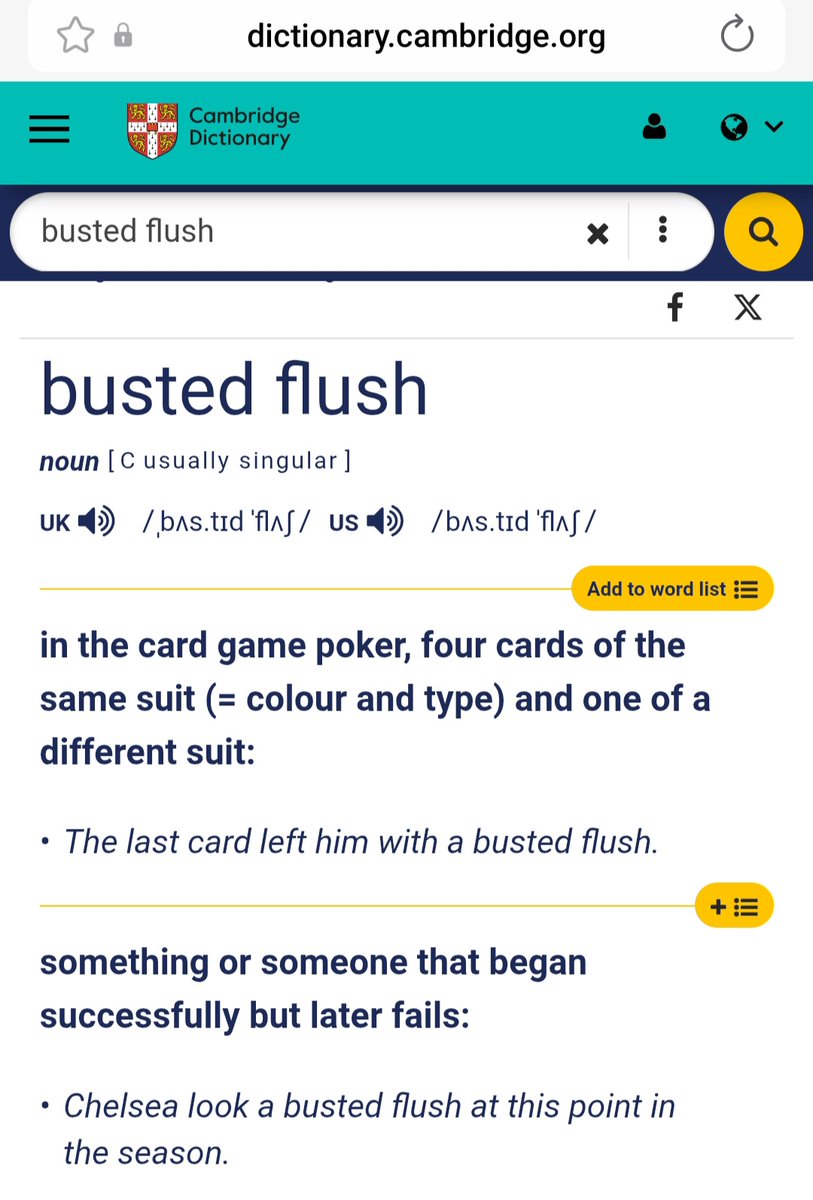 Meaning of 'busted flush'. Bit harsh on Chelsea.