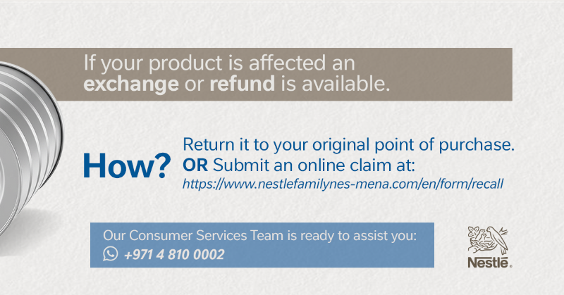 nestleme's tweet photo. As a precautionary measure, on January 7 we announced a voluntary recall of specific infant formula batches. Infant health and safety is our absolute priority.

More info for parents &amp; caregivers here.