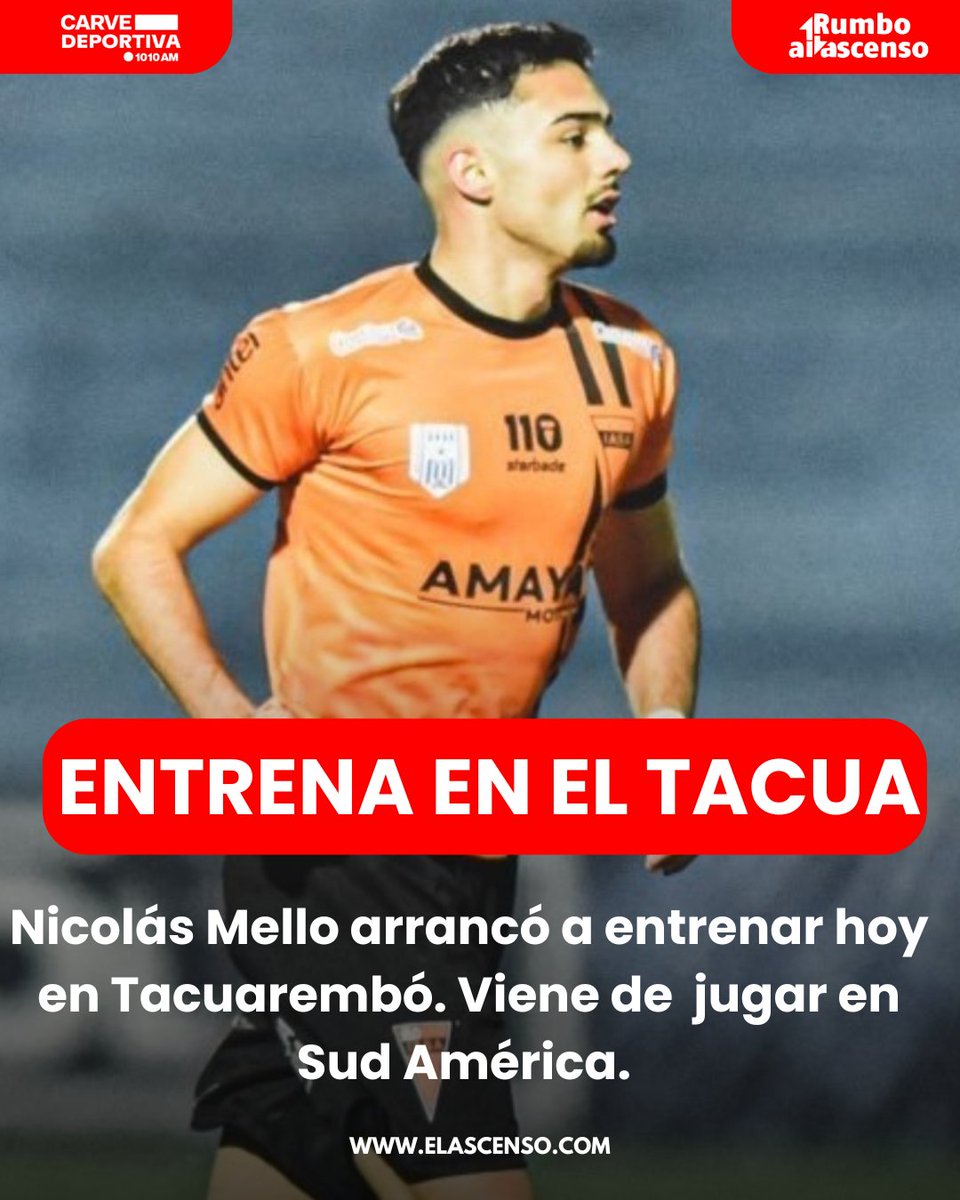 PRIMICIA 🔴⚪️

Hoy Tacuarembó arrancó la pretemporada y Nicolas Mello se sumó a los entrenamientos. 

En el 2025 jugó en la IASA.