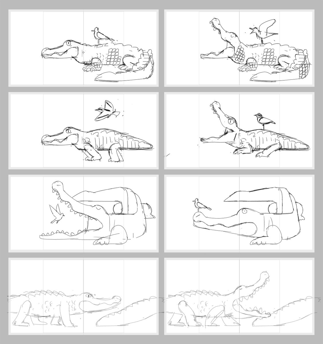 パタパタ動物園で一番苦しまされたワニ。
パタパタの部分に口を入れる構図も悩んだし、
他の生き物より鱗で手数が増えるから、どれだけ手数減らすかも悩んだし、
イメージの緑じゃなくてリアル寄りの色で描くかも悩んだし、 