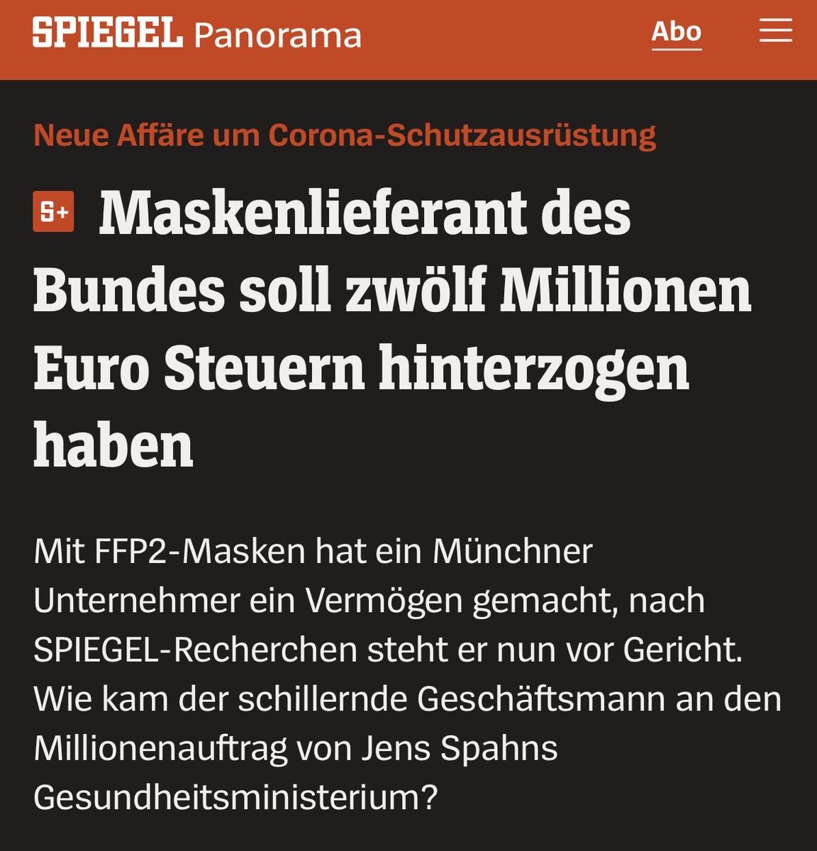 Es hört einfach nicht auf:

Wieder Union, wieder Masken, wieder Millionen und jetzt auch noch Steuerhinterziehung? 

Wer schützt eigentlich Jens Spahn?
Warum? Seit wann? Und wie lange noch?

#Scheuer #SystemSpahn
