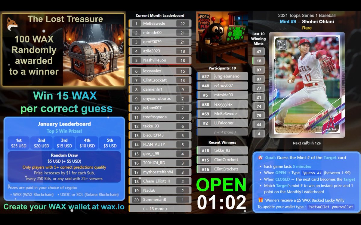 Mid-January check-in 📊

Already 200 winners 🏆 and 2,240 WAX 💎 won this month.

It’s never too late to join us on <a href="/Twitch/">Twitch</a> and play a simple, fast-paced FREE game — win WAX or SOL ⚡

👉 twitch.tv/popinstock

<a href="/WAX_io/">WAX</a>
#WAX #CryptoGaming #Web3 #PlayToEarn #CryptoCommunity