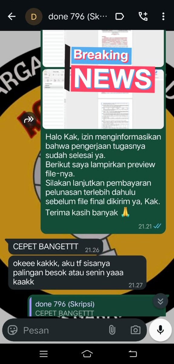 ackstorejoki's tweet image. Testimoni Joki Skripsi prodi Manajemen ☑️
WA: wa.me/6285701359782
📍Trusted and Fast Response
#Jokiskripsi #jokitugas #jokikuliah #jokiartikel #zonaba #zonauang️ #jokijurnal #jokiproposal #jokithesis #jokisempro