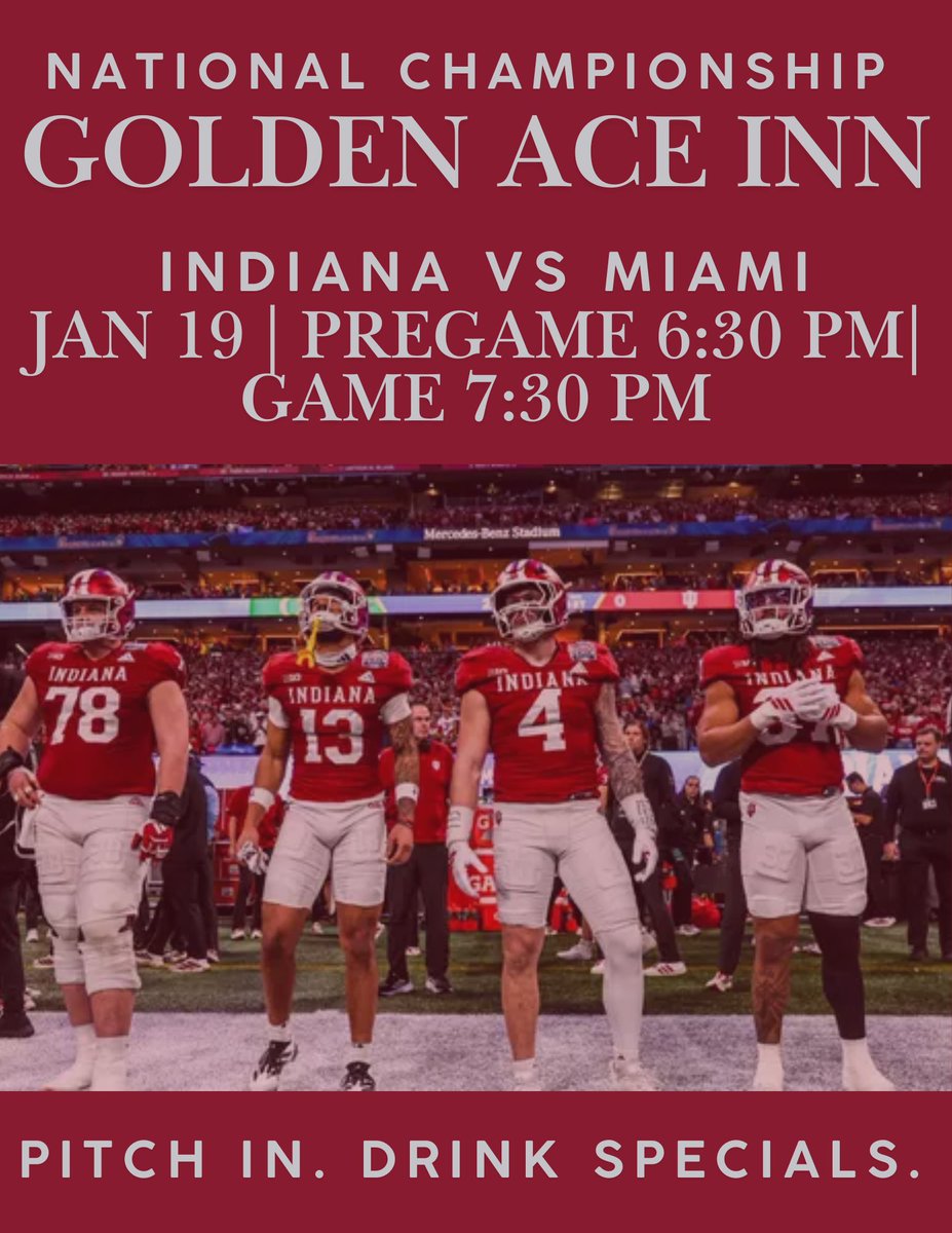 Special Monday Opening (Jan 19) to root on IU for the championship! Doors open at 6pm.