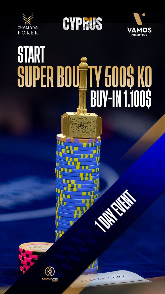 Arranca el Super Bounty en Chamada Prestige 🔥

Buy-in $1.100, con $500 KO desde la primera mano. Acción asegurada, bounties en juego y mucha acción en este nuevo paralelo en Chipre ♠️

Seguimos sumando. 🚀

#VamosPokerTour #VPT #SuperBounty #ChamadaPrestige #Cyprus #PokerAction