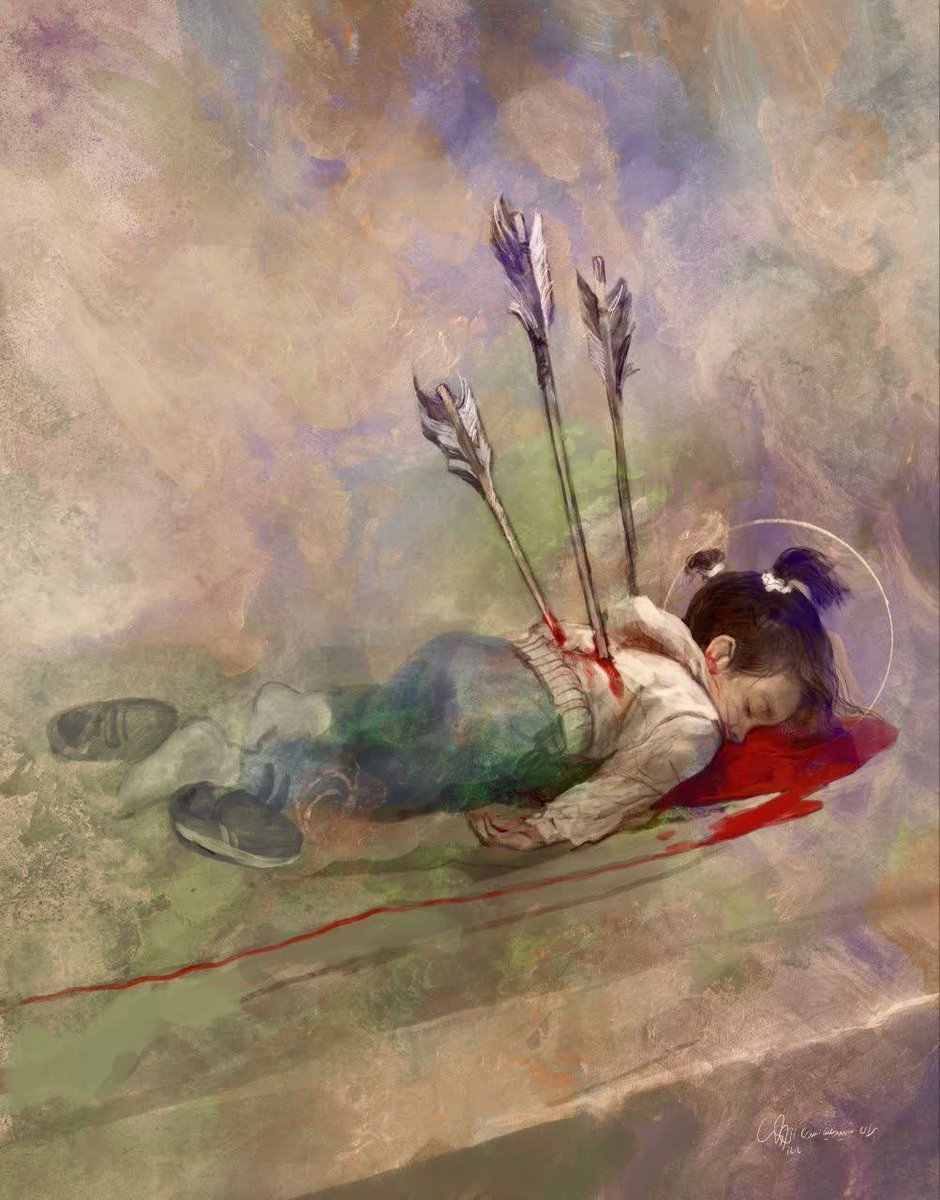 AryJeay's tweet image. The 3-year old Iranian girl, Melina Asadi.

Killed by US-backed “peaceful protesters” in Kermanshah.

Artistic work by the famous Hassan Rouholamin artist.