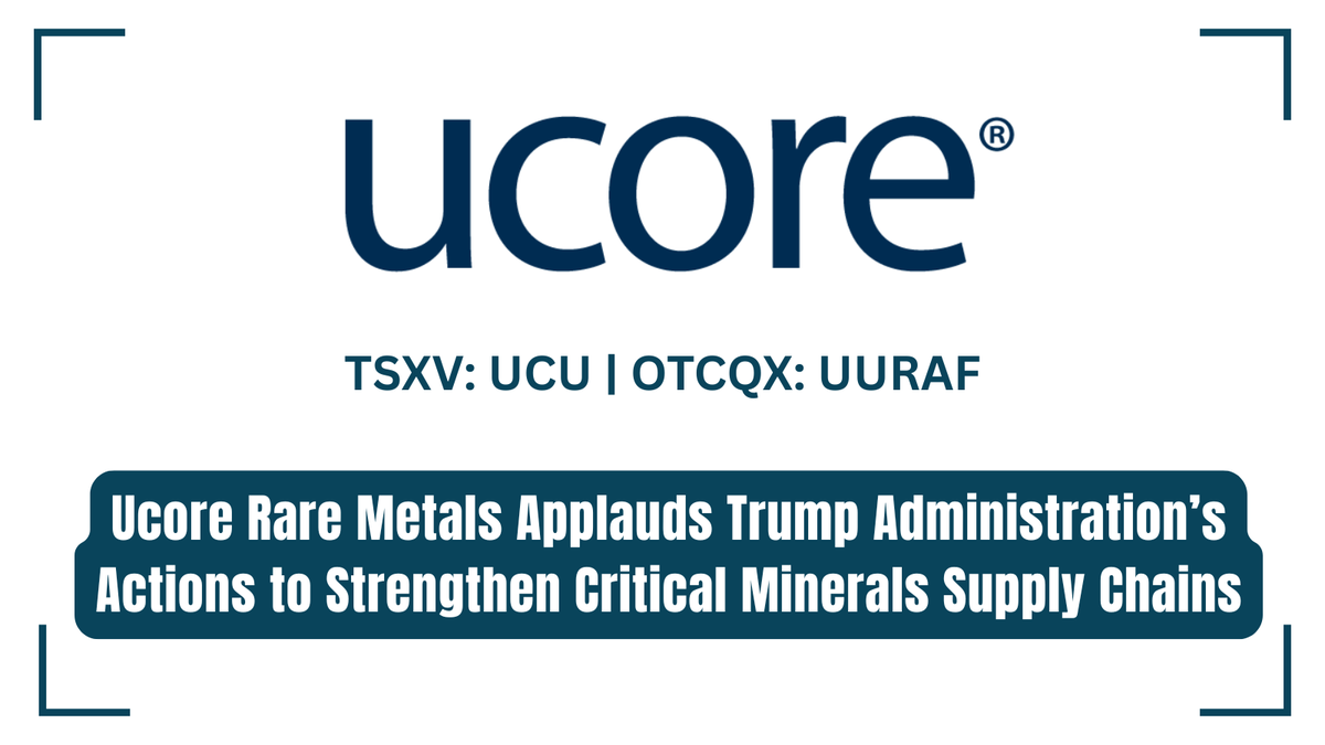 InvestorNews's tweet photo. Ucore Rare Metals Applauds Trump Administration’s Actions to Strengthen Critical Minerals Supply Chains https://t.co/1NO4dZ8mDT
#CriticalMinerals #RareEarths #Trump #Ucore @Ucore $UCU.V $UURAF https://t.co/vw5AJ1RNXz