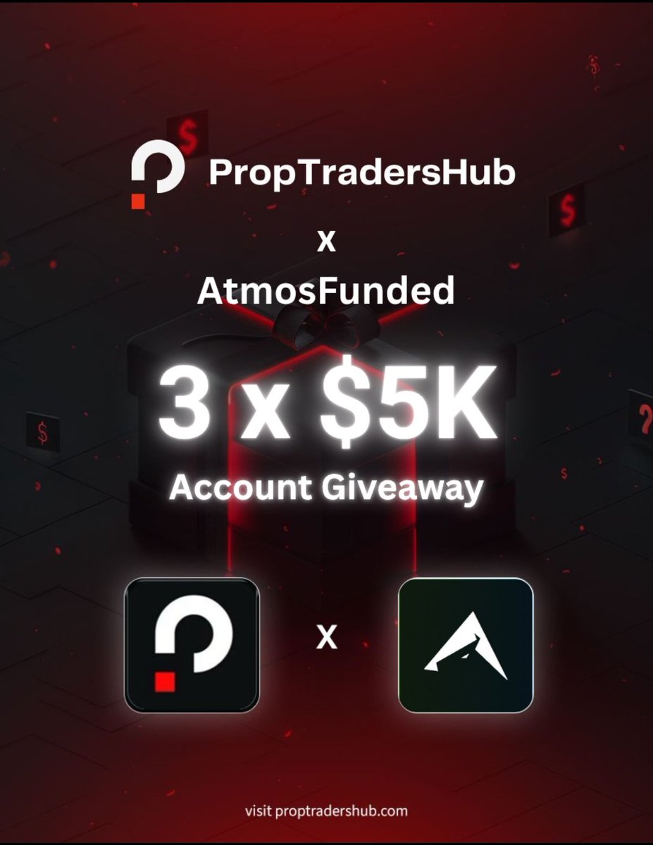 3 x $ 5000. Simulated challenge with Atmos funded 

1️⃣To participate u must follow 

<a href="/proptradershub/">Prop traders hub</a>
 <a href="/Atmosfunded/">Atmos Funded</a>

2️⃣ Tag 4 Traders , Repost and like

3️⃣ Join there discord through this link 
discord.gg/2Cy8ehghS

Winners will be announced on monday 
Good luck