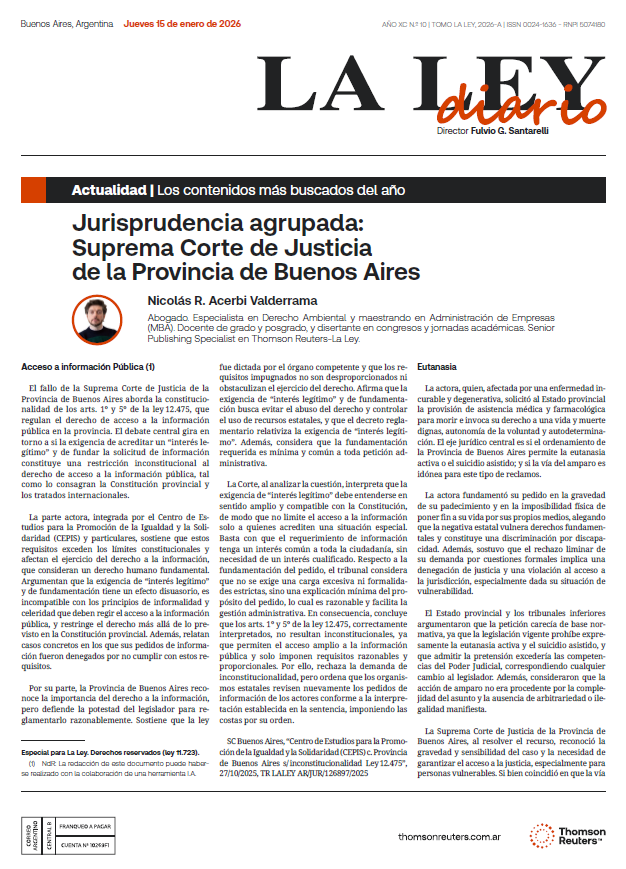 [𝗛 𝗢 𝗬 en el #DiarioLaLey ]                                   

✍🏻Actualidad por Nicolás R. Acerbi Valderrama