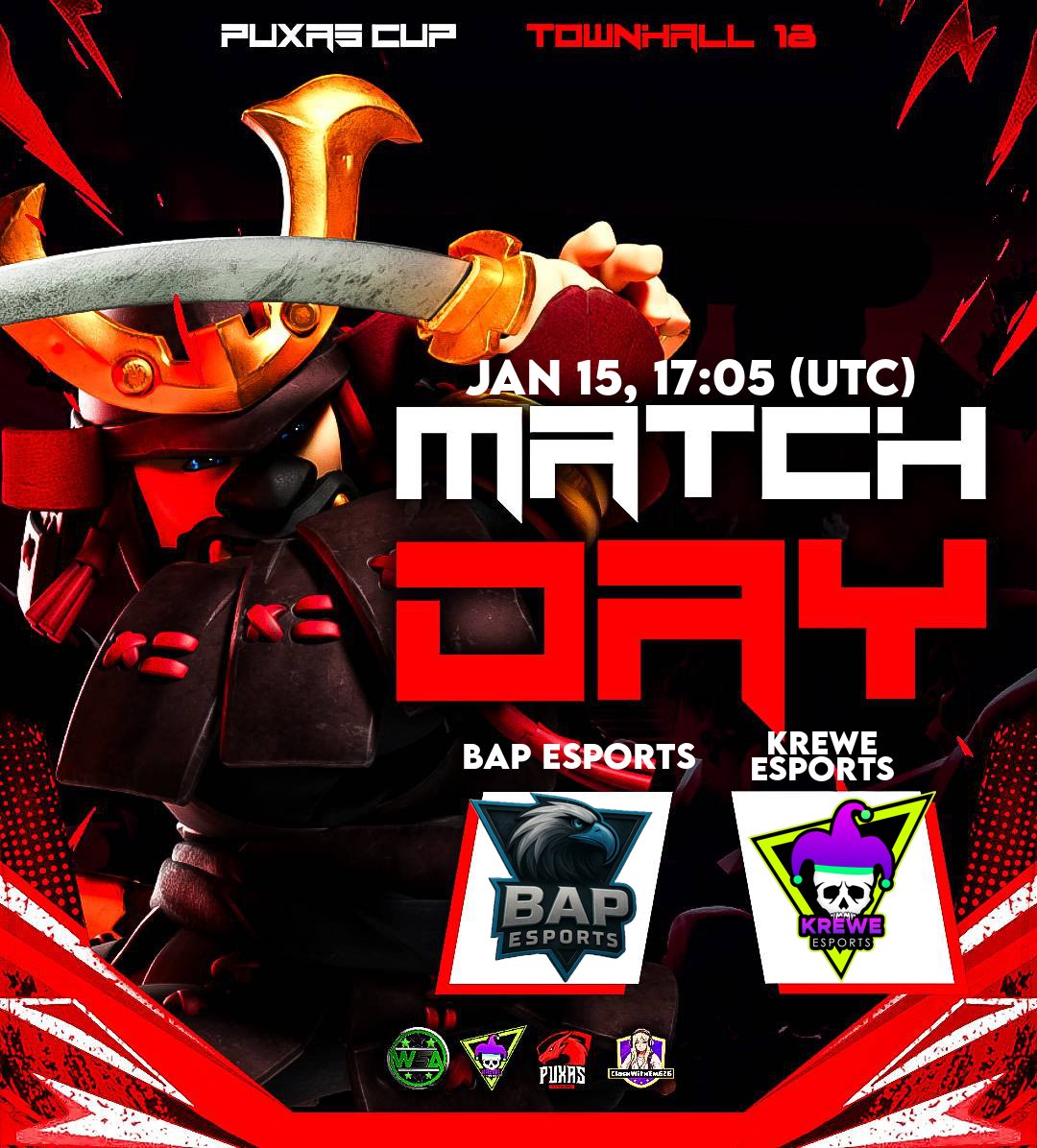 Entering the first match of the Puxas Cup wish us good luck 🍻
⸻ ⋆★⋆ ⸻
🏆 Puxas Cup <a href="/PuXasTitans/">PuXas Titans</a> 
⚔️ Krewe Esports vs Bap Esports
📅 15-Jan, 12pm EST/17:00 UTC