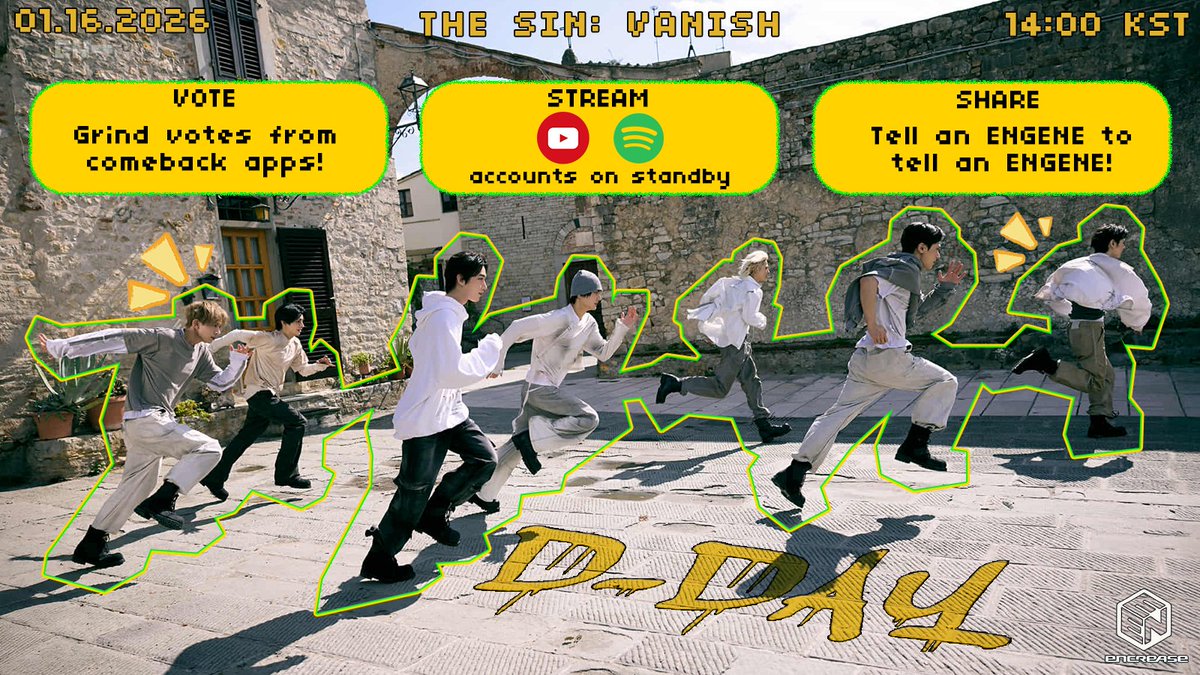 ENCREASEVT's tweet image. It's D-DAY‼️EN-LOCKDOWN starts as #THE_SIN_VANISH comes out TODAY! 🔪💥

ENGENEs, HAVE YOU...?
✅ Pre-saved The Sin: Vanish Album: enhypen.lnk.to/thesinvanish 
✅ Collected VOTES and created multiple accounts on Comeback Apps (Mubeat, Muniverse, Duckad, Mnetplus, LINC, TIN, Higher,…