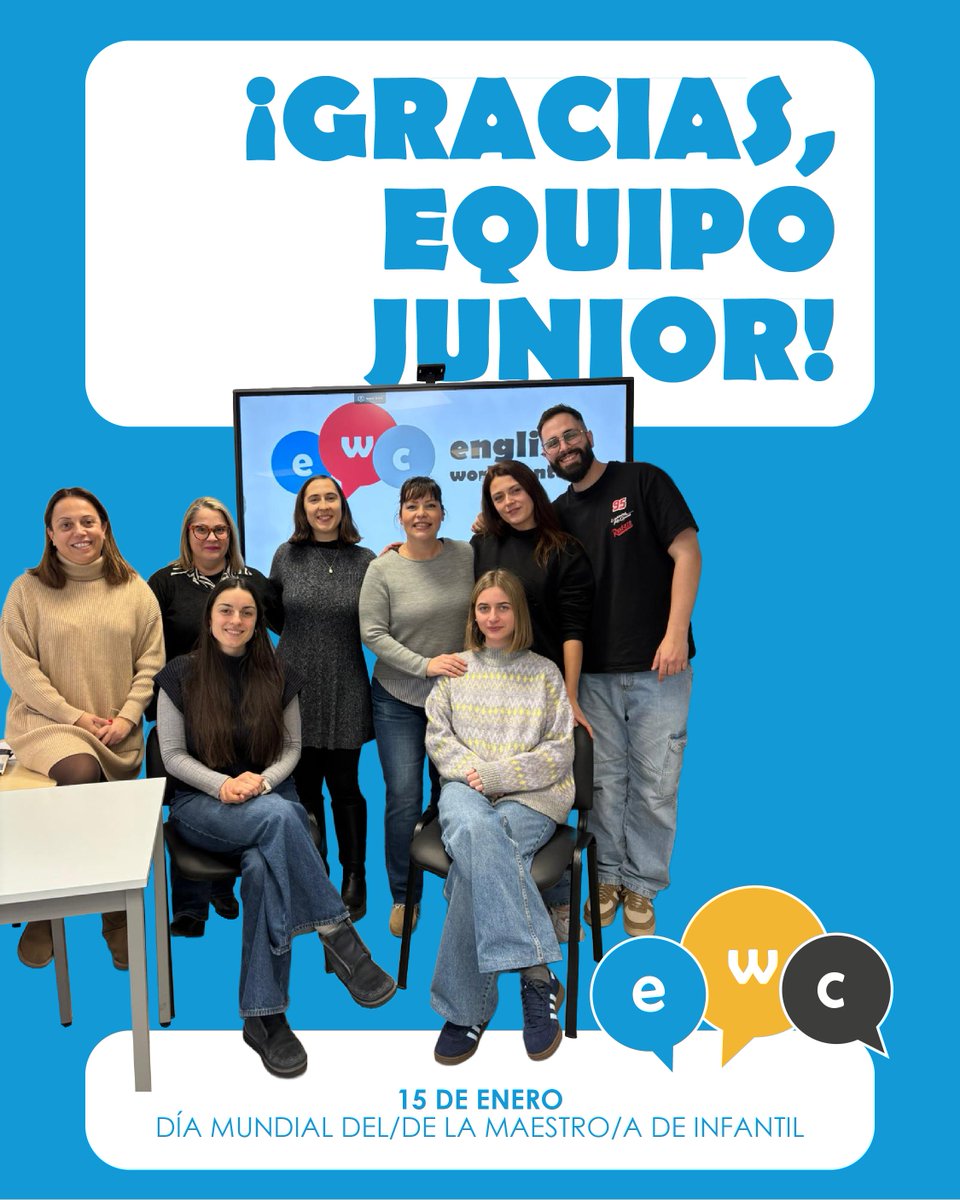 Hoy celebramos el Día Mundial del/de la Maestro/a de Infantil dando las gracias al equipo junior y a todos/as los y las docentes que acompañan a nuestros/as peques desde sus primeros aprendizajes. 💙
Educar en la infancia es dejar huella para siempre.
#DíaDelLaMaestro/a #EWC