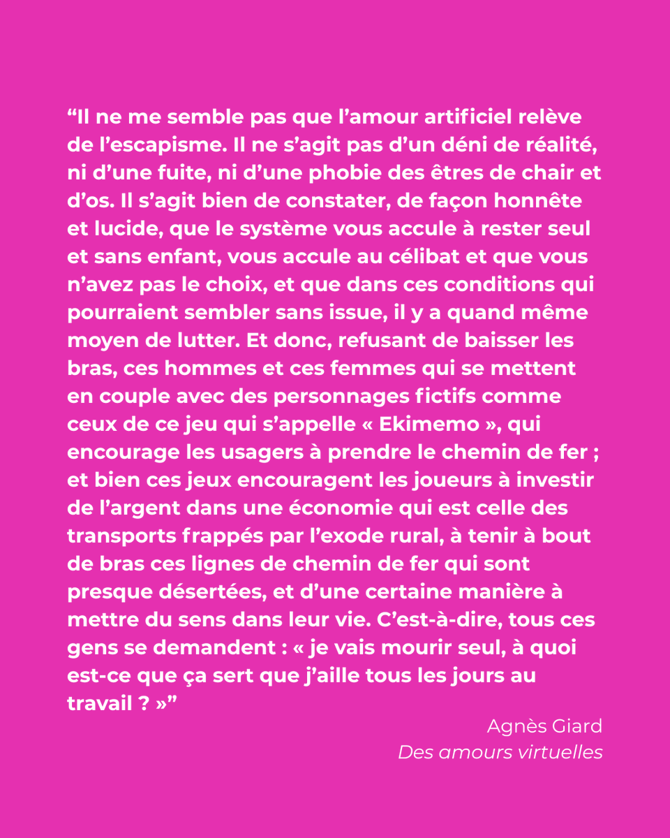 Suite de notre entretien avec <a href="/AgnesGiard/">アニエス.ジアール</a> anthropologue &amp; autrice de "Les amours artificielles au Japon" (<a href="/AlbinMichel/">Albin Michel</a> 2025) Un épisode sur les ressorts des amours entre humains &amp; personnages de fiction qui nous invite à repenser notre rapport à l’érotisme, à l’amour &amp; à la mort