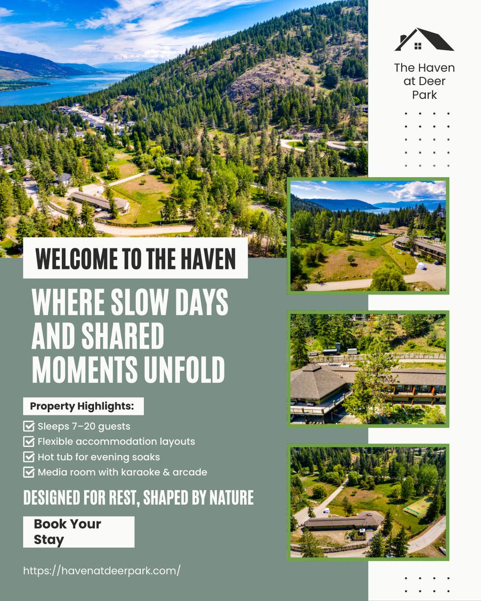 havenatdeerpark's tweet photo. Welcome to the Haven—
where rest comes easily and nature sets the rhythm of your stay.
#WelcomeToTheHaven #RestShapedByNature
#OkanaganLake #BoutiqueRetreat #SlowLiving
#ExploreBC #LakesideViews https://t.co/vWzTdk6vxJ