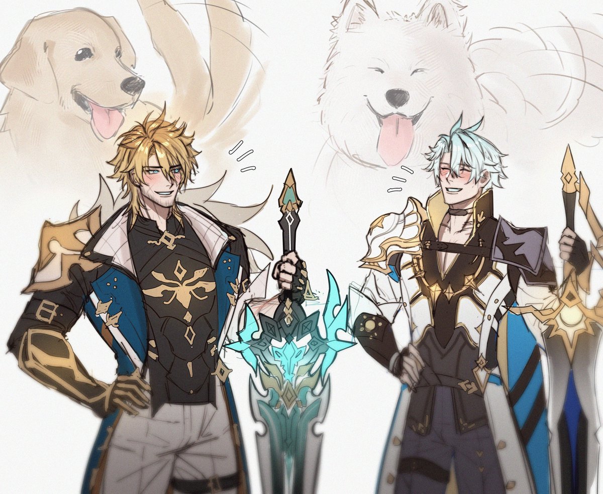 chihuahuarien's tweet image. puppy boys with big swords #Varka #Phainon