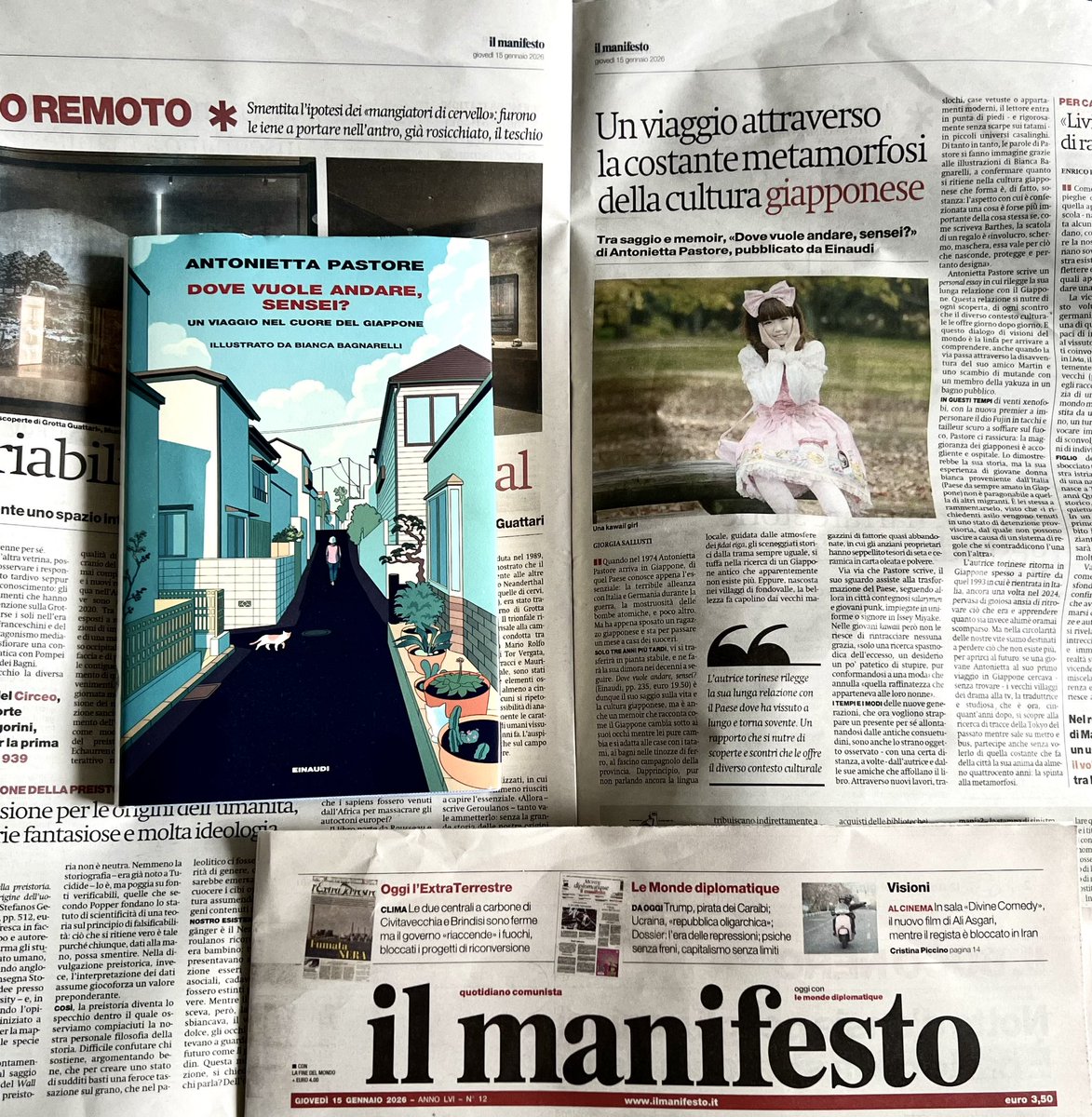Ho letto Dove vuole andare, sensei? di Antonietta Pastore (Einaudi), personal essay in cui l’autrice rilegge la sua lunga relazione con il Giappone e si scopre partecipe anche senza volerlo di quella costante che muove il Paese: la spinta alla metamorfosi. Oggi su <a href="/ilmanifesto/">il manifesto</a>