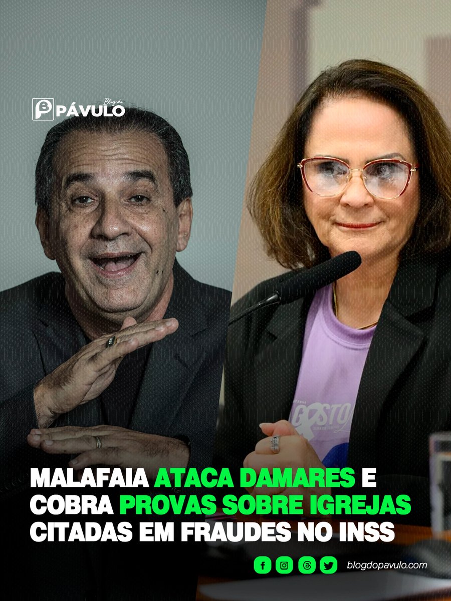 Blogdopavulo's tweet image. 🗣️  Malafaia ataca Damares e cobra provas sobre igrejas citadas em fraudes no INSS 

blogdopavulo.com/malafaia-ataca…
