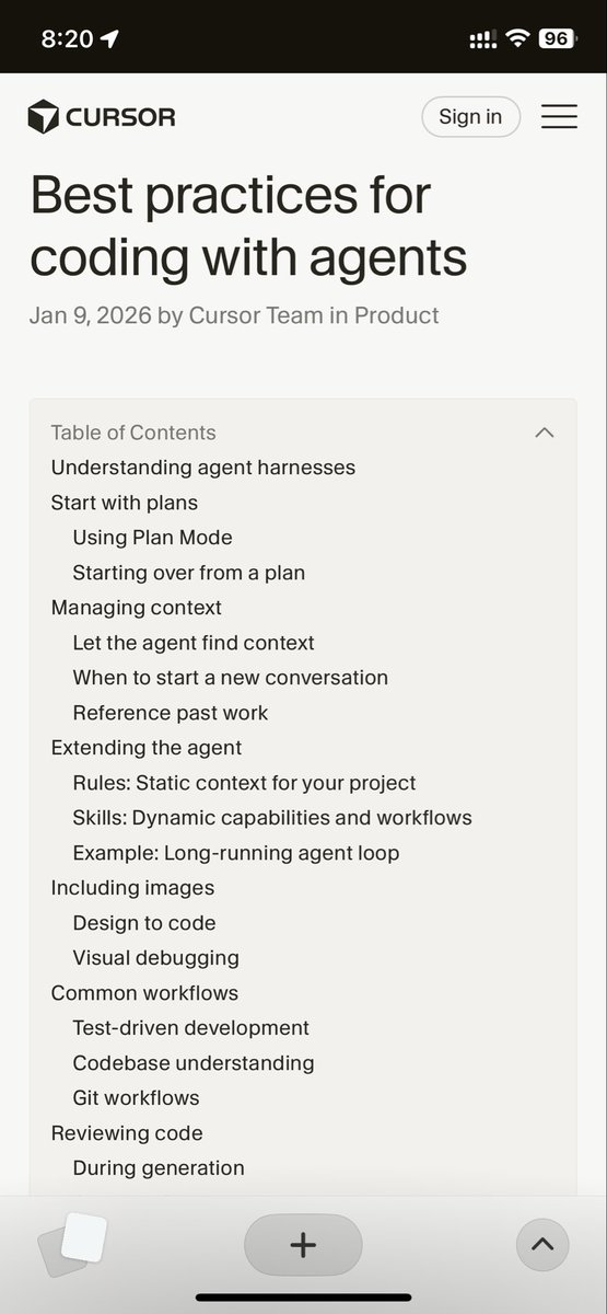 kevinma_dev_zh's tweet image. Cursor 团队最近发了一篇博客，分享他们用 Agent 编码的最佳实践。

1. 先计划再动手

让 Agent 先列步骤、问问题、确认思路，再写代码。看起来慢，实际更快。

如果做出来不对，与其反复修补，不如回退代码、改计划、重新跑一遍。

2. 上下文别给太多

Agent…