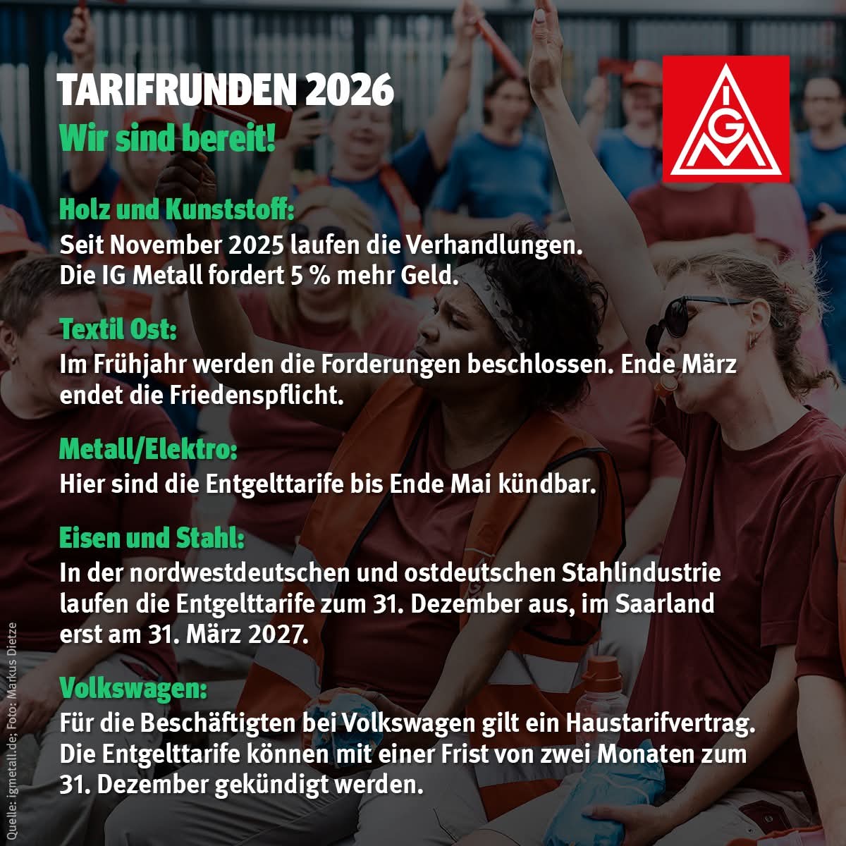 Wir starten ins Tarifjahr 2026! 🚀 In welchen Branchen verhandelt wird, erfahrt ihr über den Link im ersten Kommentar. ⬇️

igmetall.de/tarif/tarifrun…