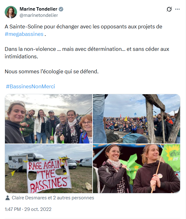 agritof80's tweet image. Le culot !

Qui s'oppose au stockage de l'eau nécessaire à l'agriculture ???
Via les pressions politiques, votre mouvance est largement responsable des difficultés actuelles de l'agriculture Française.