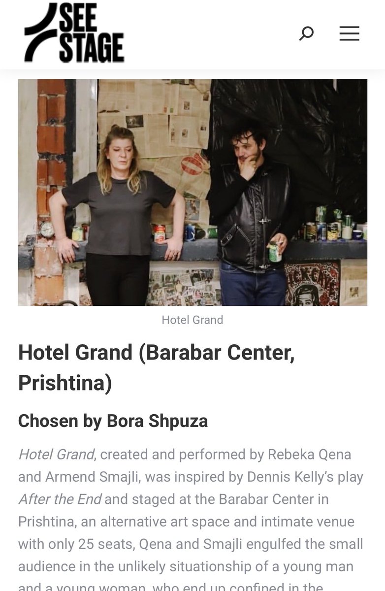 IsmajliArmend's tweet photo. Very happy to see on "See Stage" that our show "HOTEL GRAND" written, conceived and created by me and Rebeka Qena, is among of the 7 region plays that impressed in 2025! 
https://t.co/2cXWy8CH1f https://t.co/E9VvFzm8n2