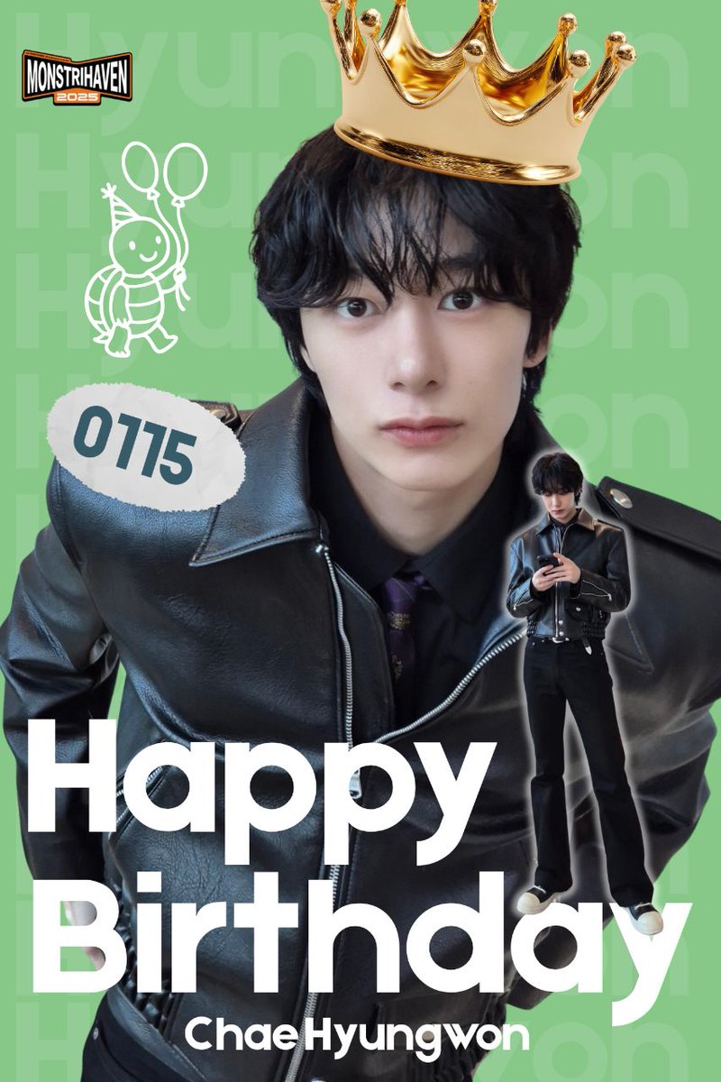 MONSTHAVEN's tweet image. Happy Birthday our Prince Chae-rming, Chae Hyungwon, may this year will bring luck and happiness to your life! ੈ💚‧₊˚