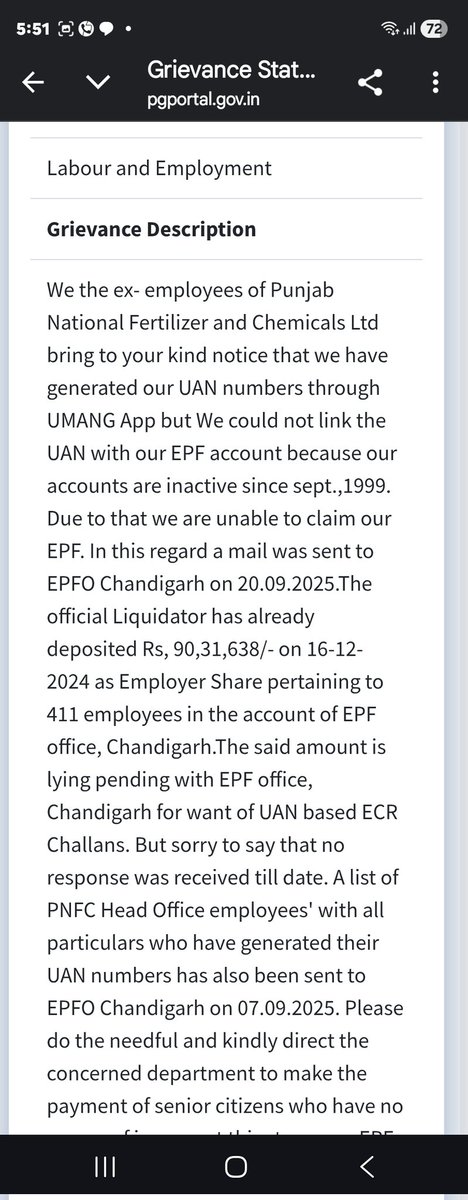 ILVERMA2's tweet photo. @DARPG_GoI We the ex employees of PNFC Naya Nangal (under Liquidation) are waiting since 2001 that one day will also receive this type of message and will get our dues from Liquidator Chandigarh, but we also knows that without your intervention it's not possible. Pl help https://t.co/ccXrGeWSfs