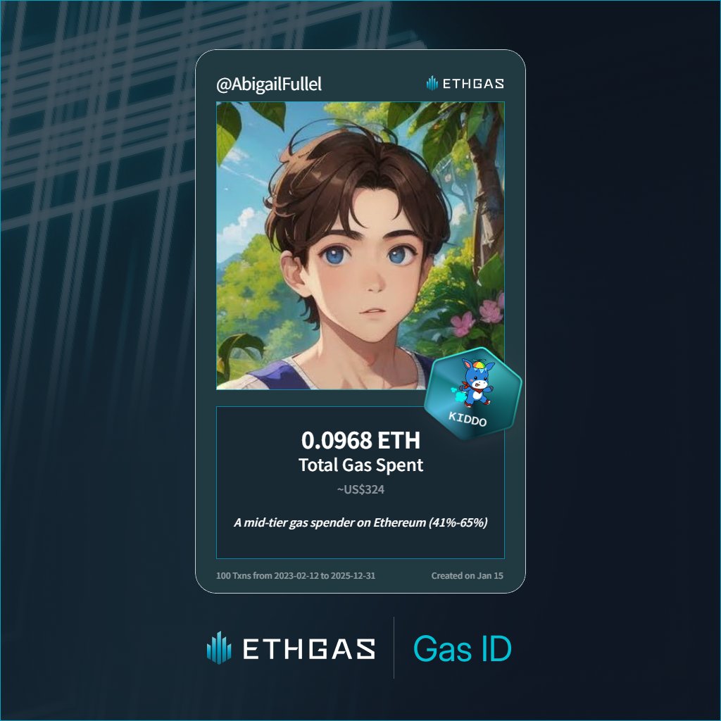 Discovered my Gas ID via ETHGas - turning my gas spend into rewards 🫘

As a Kiddo Jack, I've spent 0.0968 ETH on gas but earned 25 Beans back.

Get your Gas ID and Beans here: ethgas.com/community/gas-…