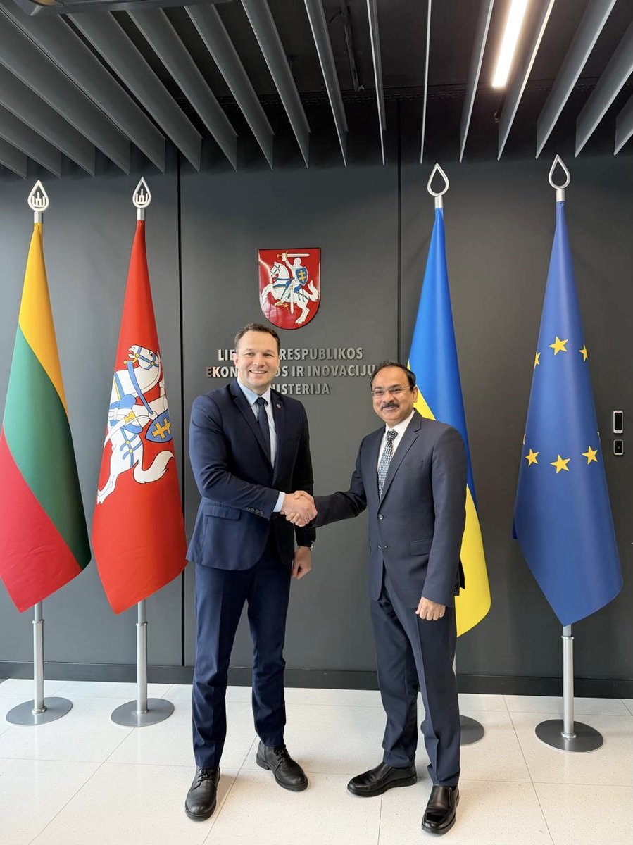 IndEmbVilnius's tweet image. Ambassador @uttamdev met H.E. Mr. Edvinas Girksas, Minister of Economy &amp;amp; Innovation of Lithuania. He welcomed Minister’s participation in the upcoming India AI Impact Summit 2026 to be held in New Delhi from 19-20 February 2026. Wide ranging discussions were held to enhance…