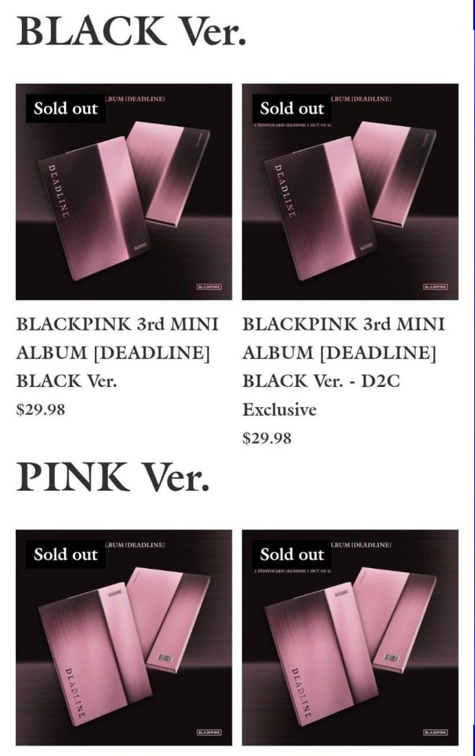 WORLDMUSICAWARD's tweet image. #BLACKPINK just proved how big they are, selling out all versions of their hugely awaited 3rd Mini Album 'DEADLINE' in just 25 minutes! 💪🆕💿💰🚫2⃣5⃣⏱️🔥👑👑👑👑🖤🩷

#BLACKPINK_DEADLINE 

@BLACKPINK