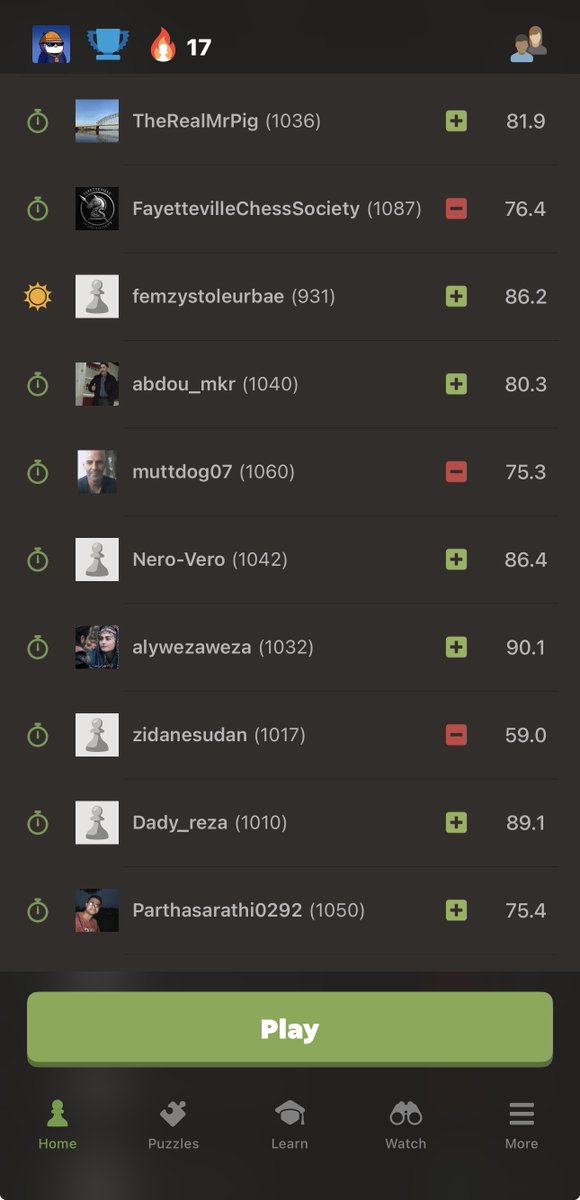 The pattern suggests that I win my next game