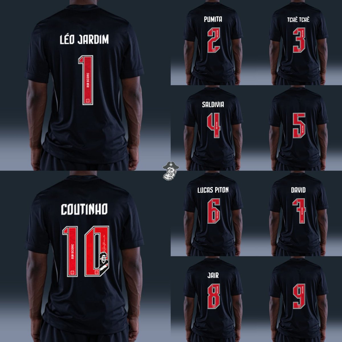 A fonte de nome e número do 1 ao 10 do primeiro uniforme entre Vasco e Nike. 💢