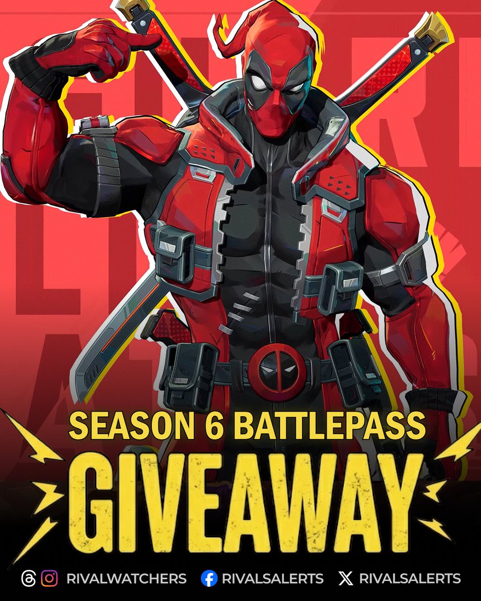 MarvelRivalsALT's tweet image. 🔥 Season 6 Battle Pass Giveaway 🔥 | #MarvelRivals

➡️ TO ENTER:
✅ Follow @gghightide &amp;amp; @RivalsAlerts
✅ Like &amp;amp; Retweet
✅ Comment your platform

⏰ Giveaway ends in 7 days! All platforms and regions can participate.