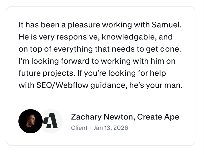 New client testimonial on <a href="/contra/">Contra</a> 🤝

#webflow #webflowseo