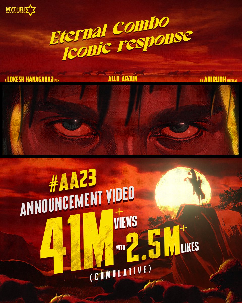 LOW-KEY G
LOCKED IN MENTALLY THAT'S A GUARANTEE 🔥

TALK TO ME
NUMBERS NEVER LIE ADD IT UP-THATS ME!😎🔥

41 MILLION+ DIGITAL VIEWS for the #AA23 Announcement Video ❤‍🔥

▶️ youtu.be/6hqduA_fUqE

Icon Star <a href="/alluarjun/">Allu Arjun</a> <a href="/Dir_Lokesh/">Lokesh Kanagaraj</a> <a href="/MythriOfficial/">Mythri Movie Makers</a> <a href="/anirudhofficial/">Anirudh Ravichander</a>

STRIVE FOR