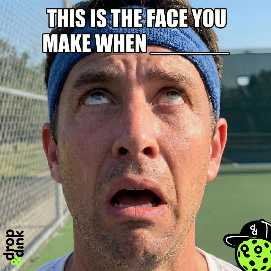 dropanddink's tweet image. We’ll go first: ...you pop up a soft dink straight to the 6'4" banger standing at the kitchen line. 😳💀

We've all been there. Drop your best fill-in-the-blank below! 👇 

#pickleballproblems #pickleballmeme #dropanddink #pickleballaddict #kitchenfails #pickleballislife