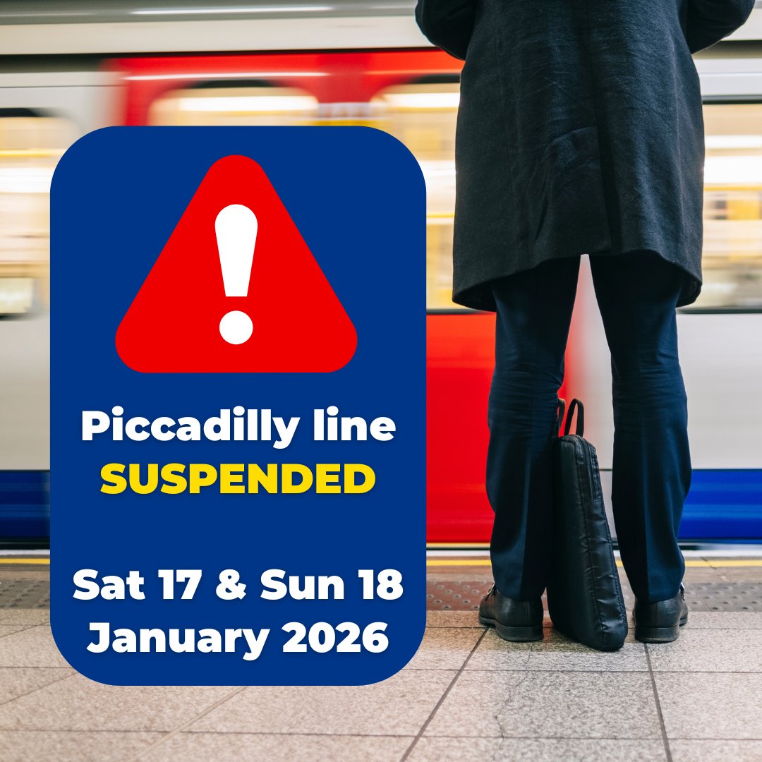 🚨 Reminder #PiccadillyLine SUSPENDED this weekend (17 and 18 Jan)*

*includes Fri and Sat's Night Tube 🌛 🚇

Find out more details in the post below ⬇️