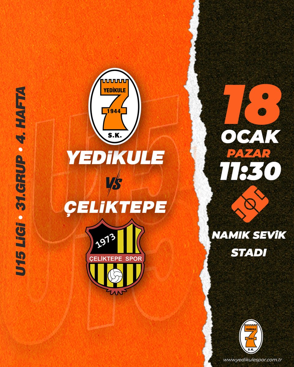 ⚽️ U15 ligi 4. hafta 
🆚Çeliktepe 
🕦11:30
🏟️Namık Sevik Stadı
Sporcularımıza başarılar diliyoruz. 🟠⚪️