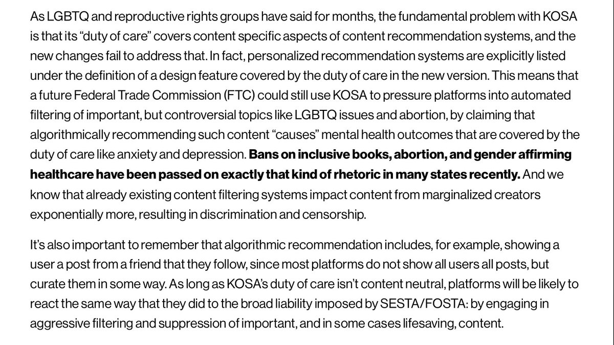 Yuno_Magic's tweet image. "Kosa just means protecting kids from accessing harmful problematic media online? How can you be against that?" -&amp;gt; 

Believing that itll “protect kids” is where the problem starts. Because, what counts as “harmful media?” Kosa could prevent kids from accessing +