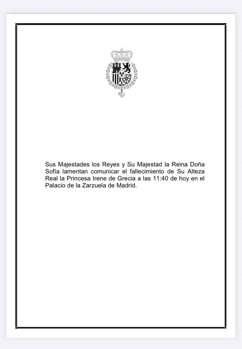 alexandropress's tweet image. Muere la princesa Irene de Grecia a los 83 años, era la hermana pequeña de la reina Sofía